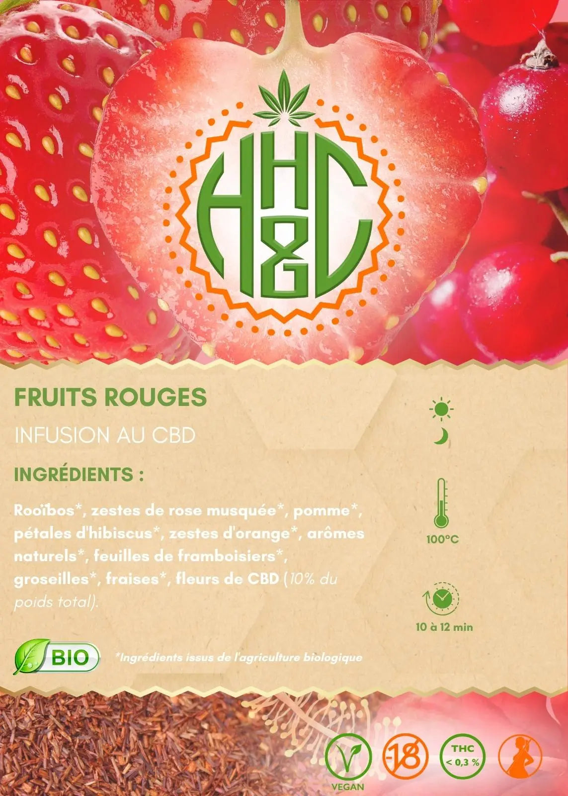 Infusion CBD Rooibos Fruits rouges - La Ferme du CBD